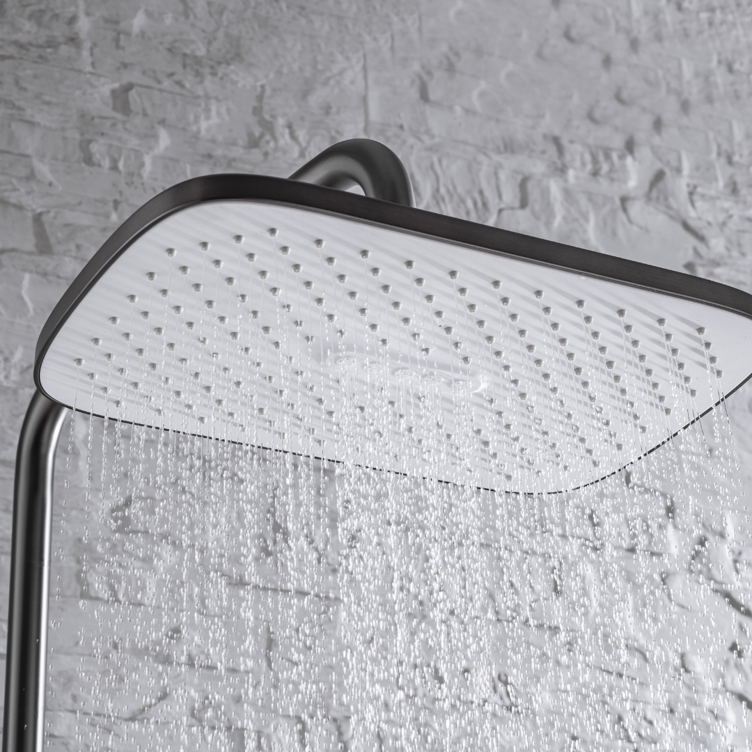 Ensemble de douche à effet pluie thermostatique - Angelo - Gris gunmetal