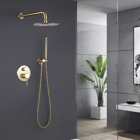Ensemble de douche encastrée Vincent – Douchette à main – Or brossé