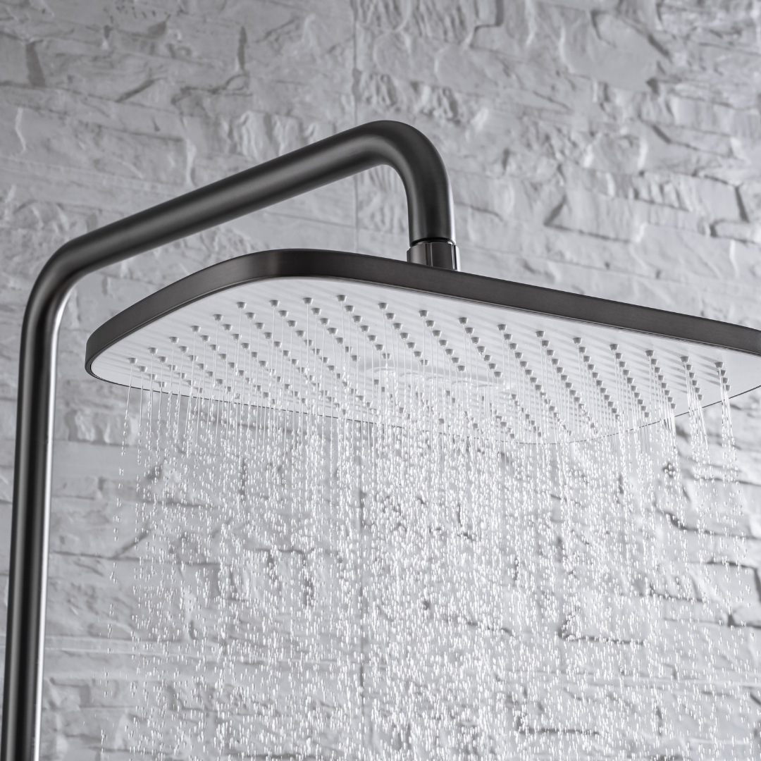Ensemble de douche à effet pluie thermostatique - Angelo - Gris gunmetal