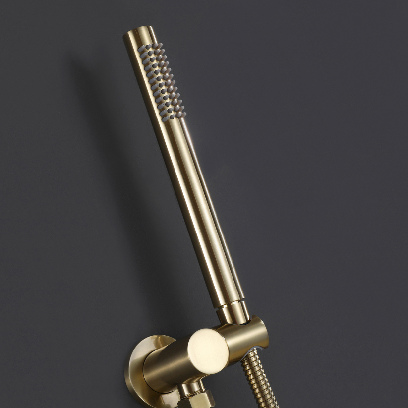 Ensemble de douche encastrée Vincent – Douchette à main – Or brossé
