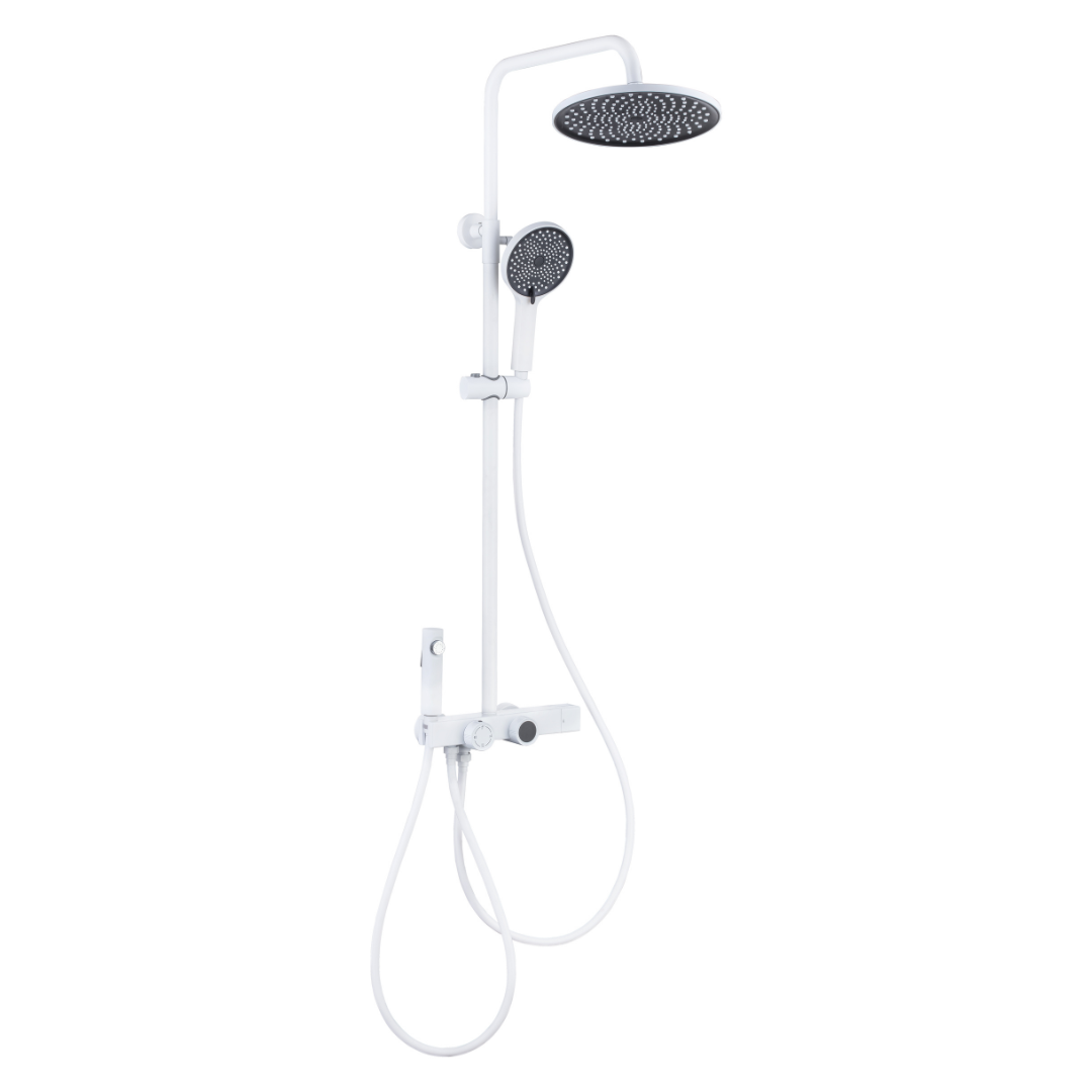 Ensemble de douche à effet pluie avec thermostat – Violetta – Affichage numérique – Blanc
