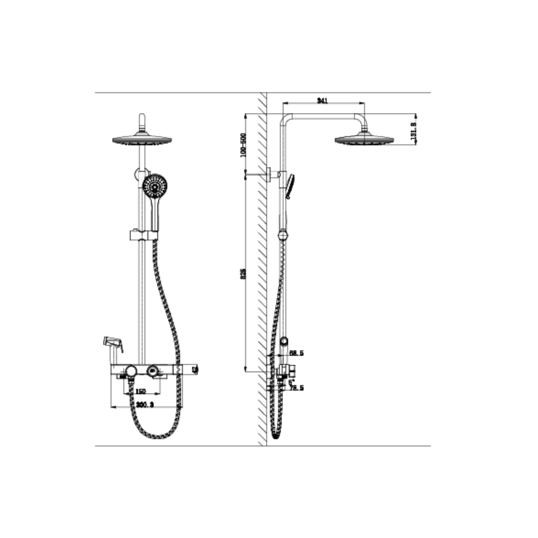 Ensemble de douche à effet pluie avec thermostat – Violetta – Affichage numérique – Blanc