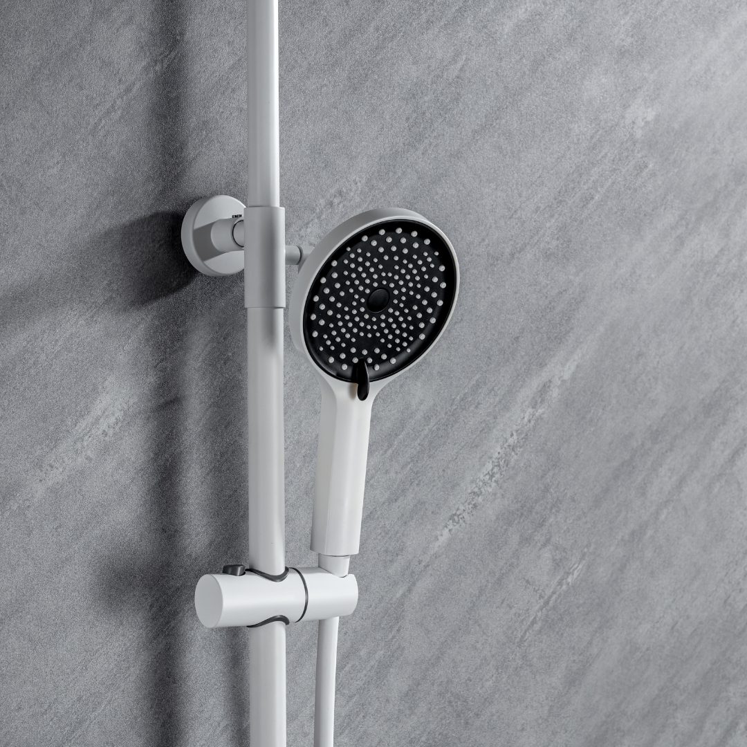 Ensemble de douche à effet pluie avec thermostat – Violetta – Affichage numérique – Blanc