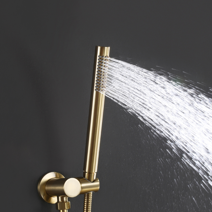 Ensemble de douche encastrée Vincent – Douchette à main – Or brossé