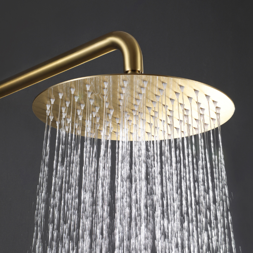 Ensemble de douche encastrée Vincent – Douchette à main – Or brossé