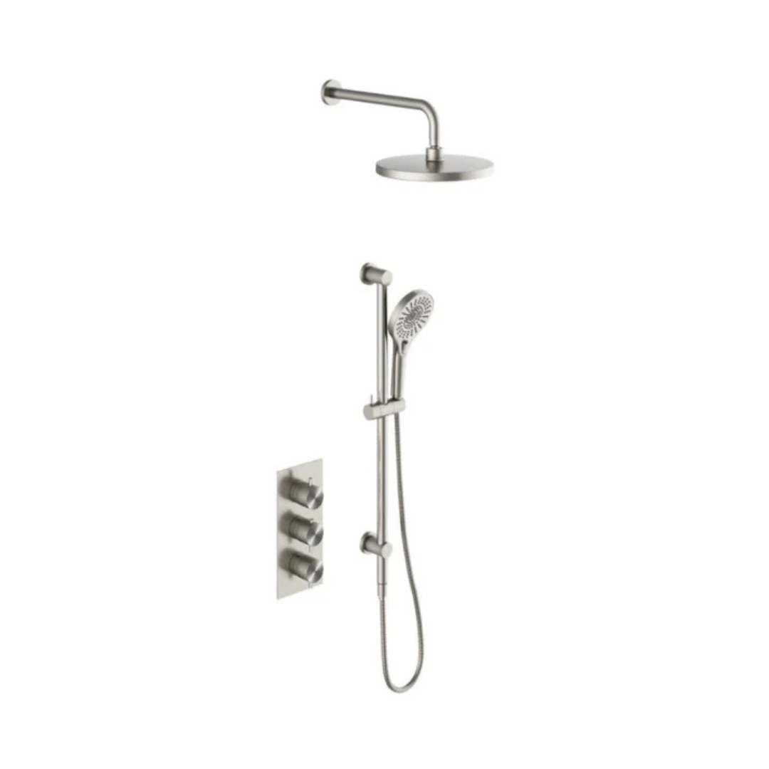 Ensemble de douche à effet pluie encastré thermostatique Valencia - Douche à air II - Nickel brossé