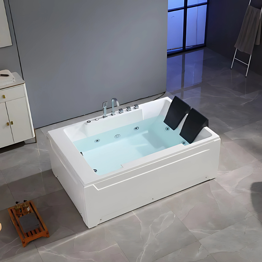 Baignoire de massage indépendante – Valenza – Blanc brillant – 182x122x67 cm