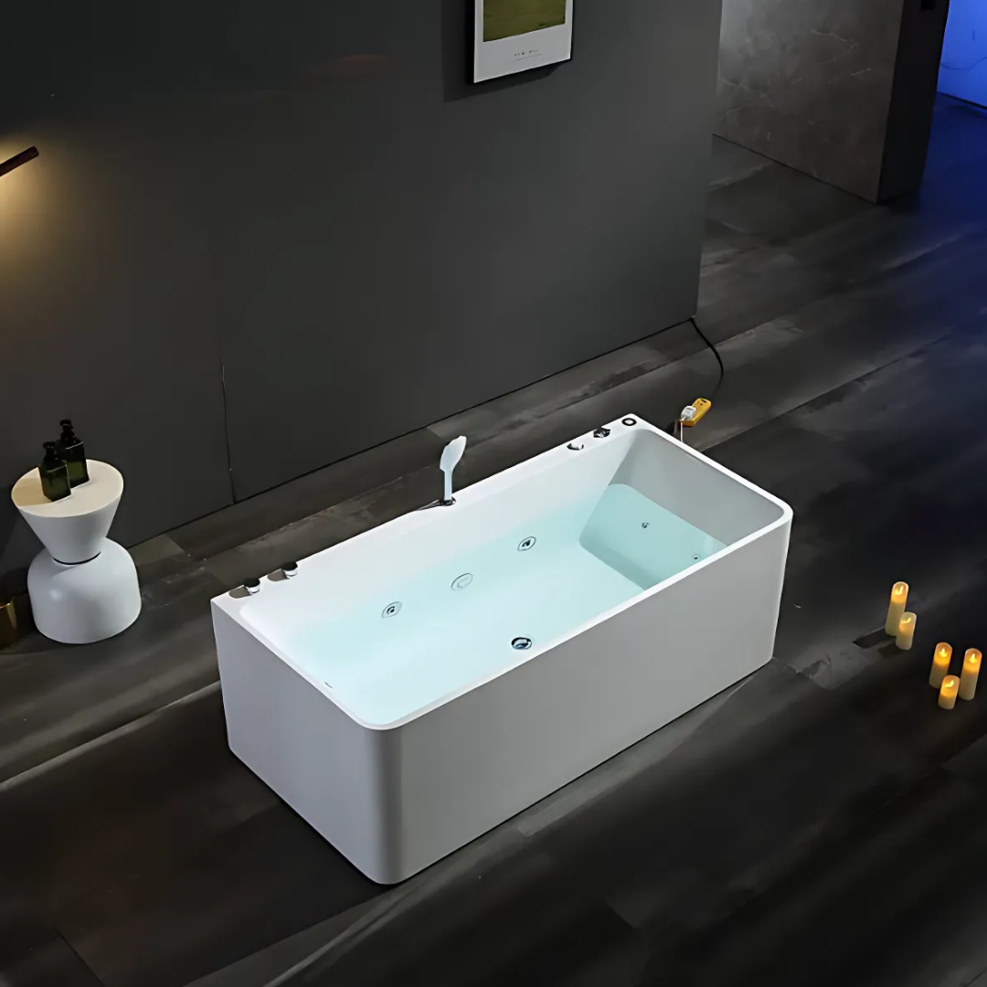 Baignoire de massage indépendante – Lorenzo – Blanc brillant – 170x80x58 cm