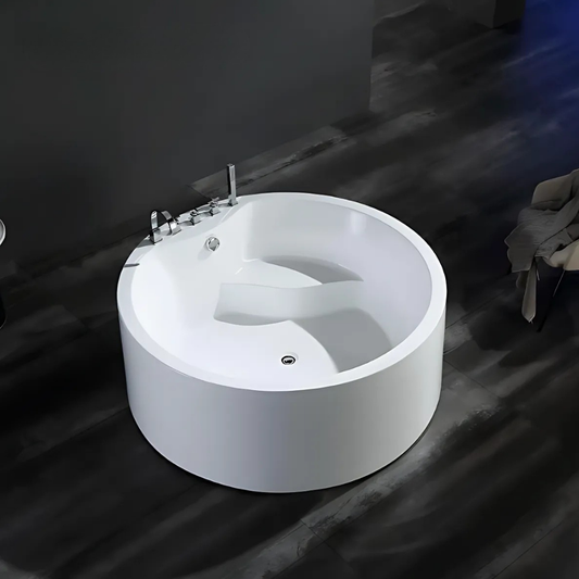 Baignoire de massage ronde indépendante – Amalfi – Blanc brillant – 154x154x58 cm