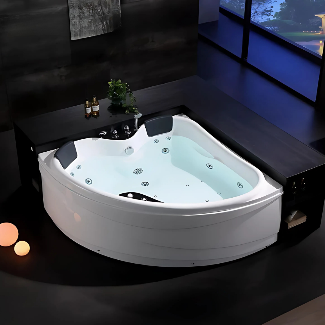 Hoekbad Massagebad – Paris – Glans Blanc – 150x150x67 cm