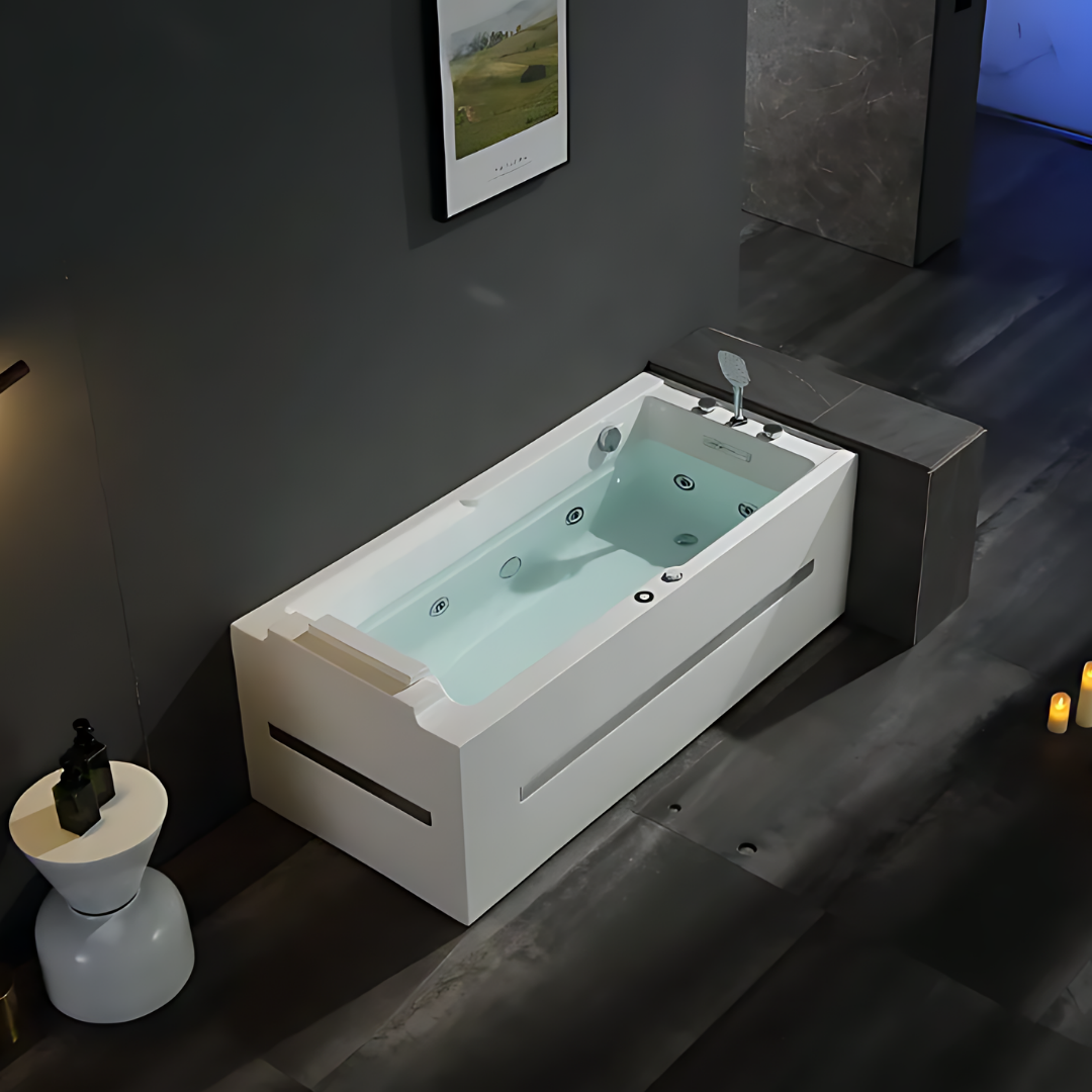 Baignoire de massage indépendante – Monaco Luxe – Blanc brillant – 160x75x63 cm
