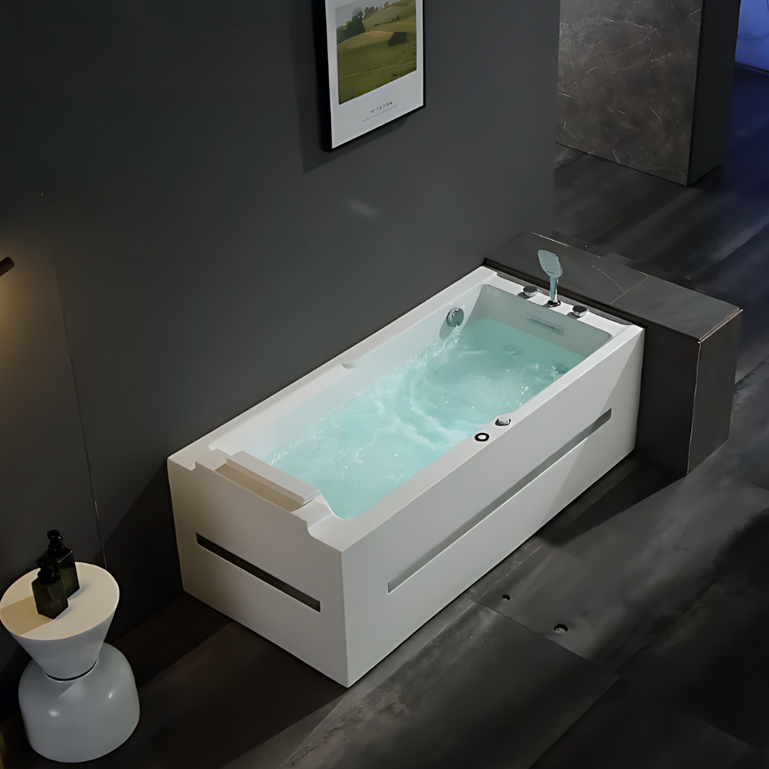 Baignoire de massage indépendante – Monaco Luxe – Blanc brillant – 160x75x63 cm