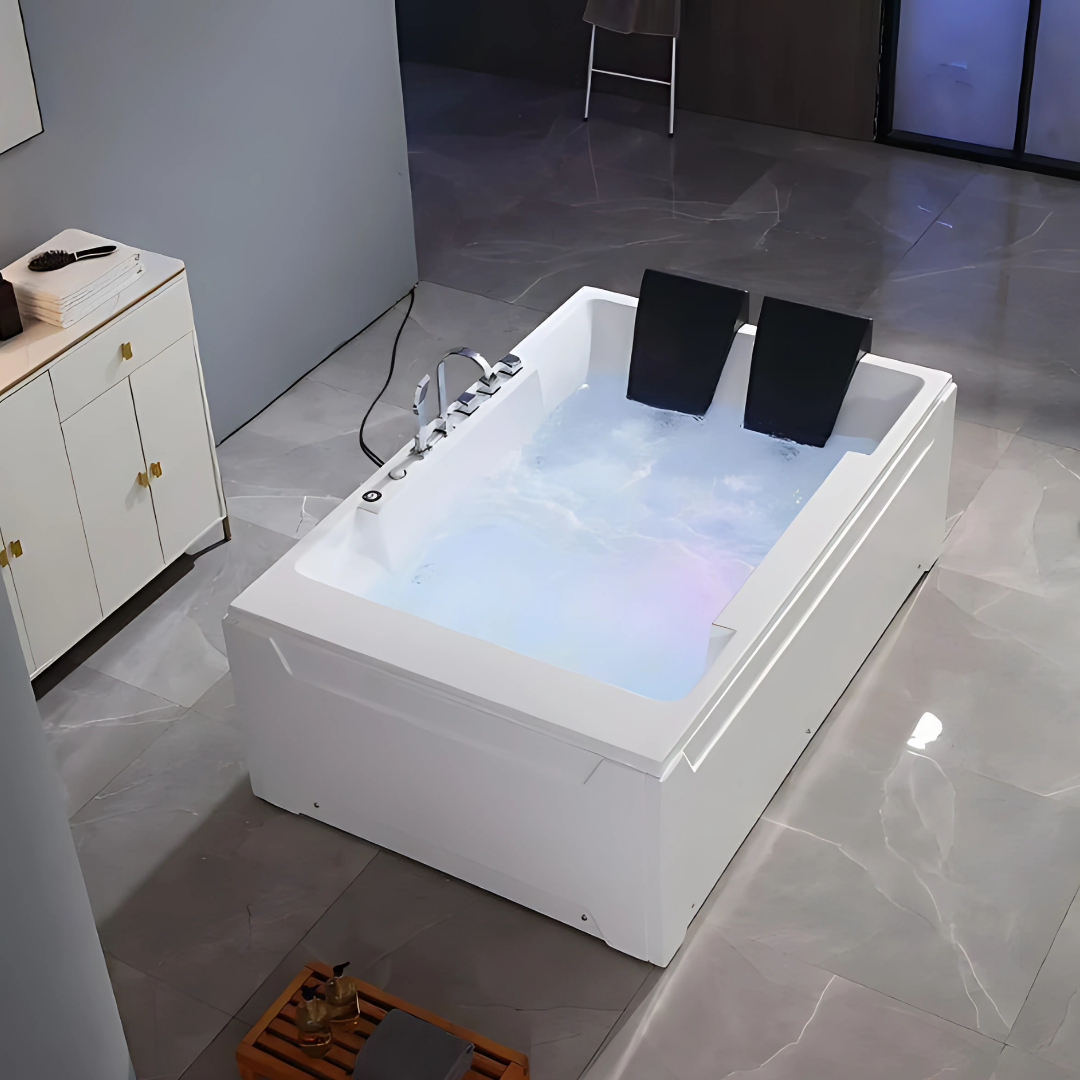 Baignoire de massage indépendante – Valenza – Blanc brillant – 182x122x67 cm