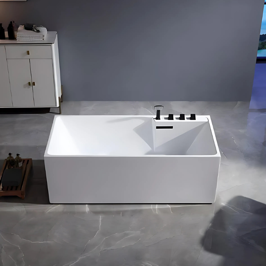 Baignoire de massage indépendante – Santorin – Blanc brillant – 170x80x58 cm