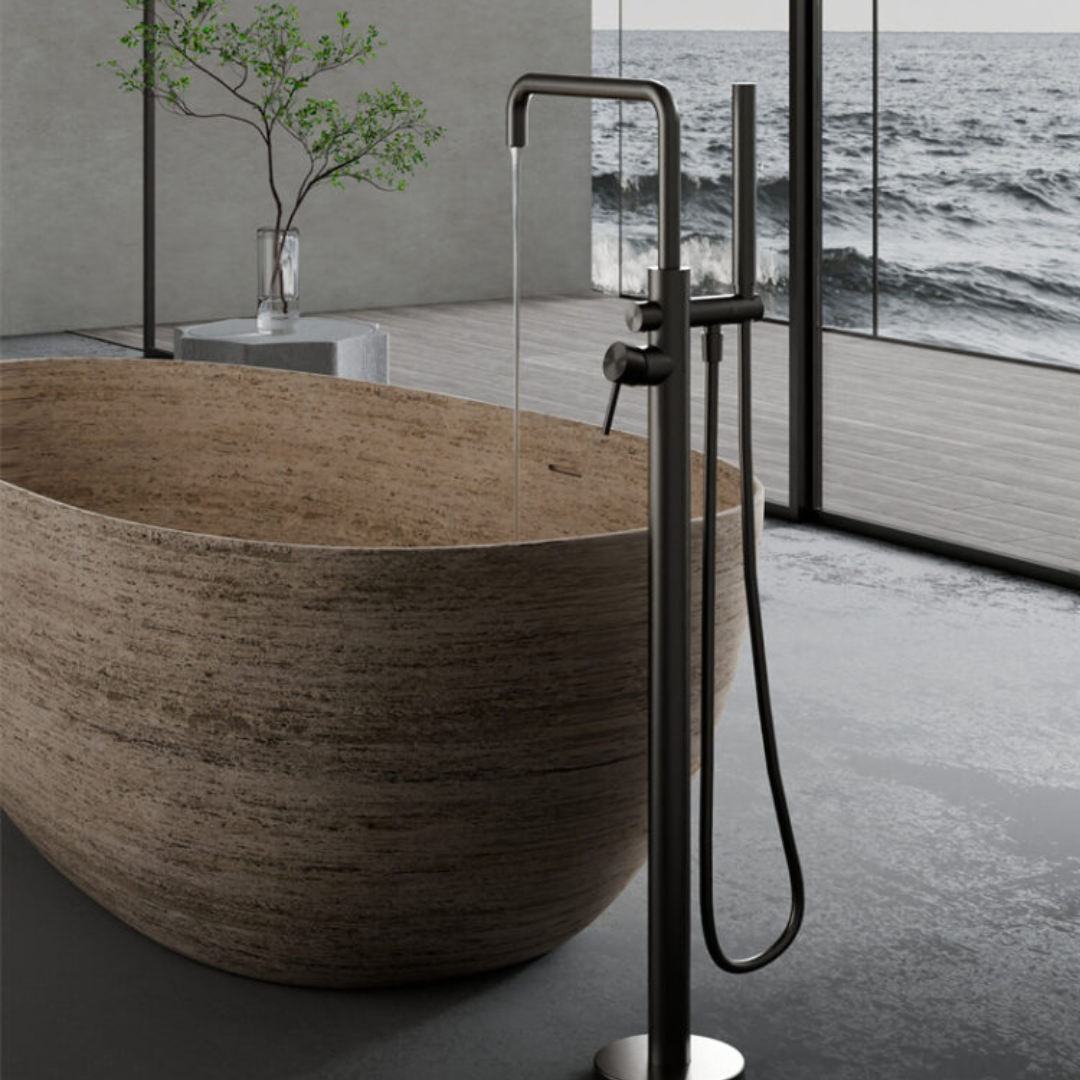 Robinet de baignoire indépendant Capri - Douche à main - Bronze brossé