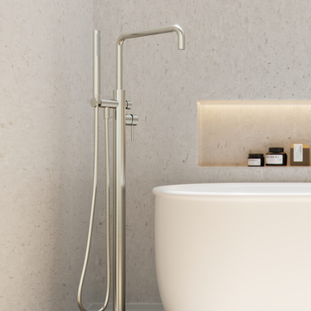 Robinet de baignoire indépendant Capri - Douche à main - Nickel brossé