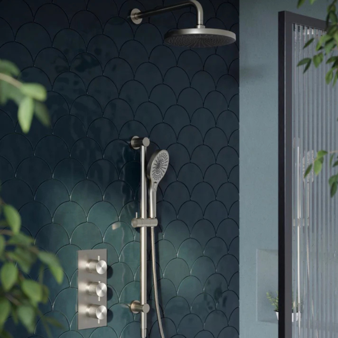 Ensemble de douche à effet pluie encastré thermostatique Valencia - Douche à air II - Nickel brossé