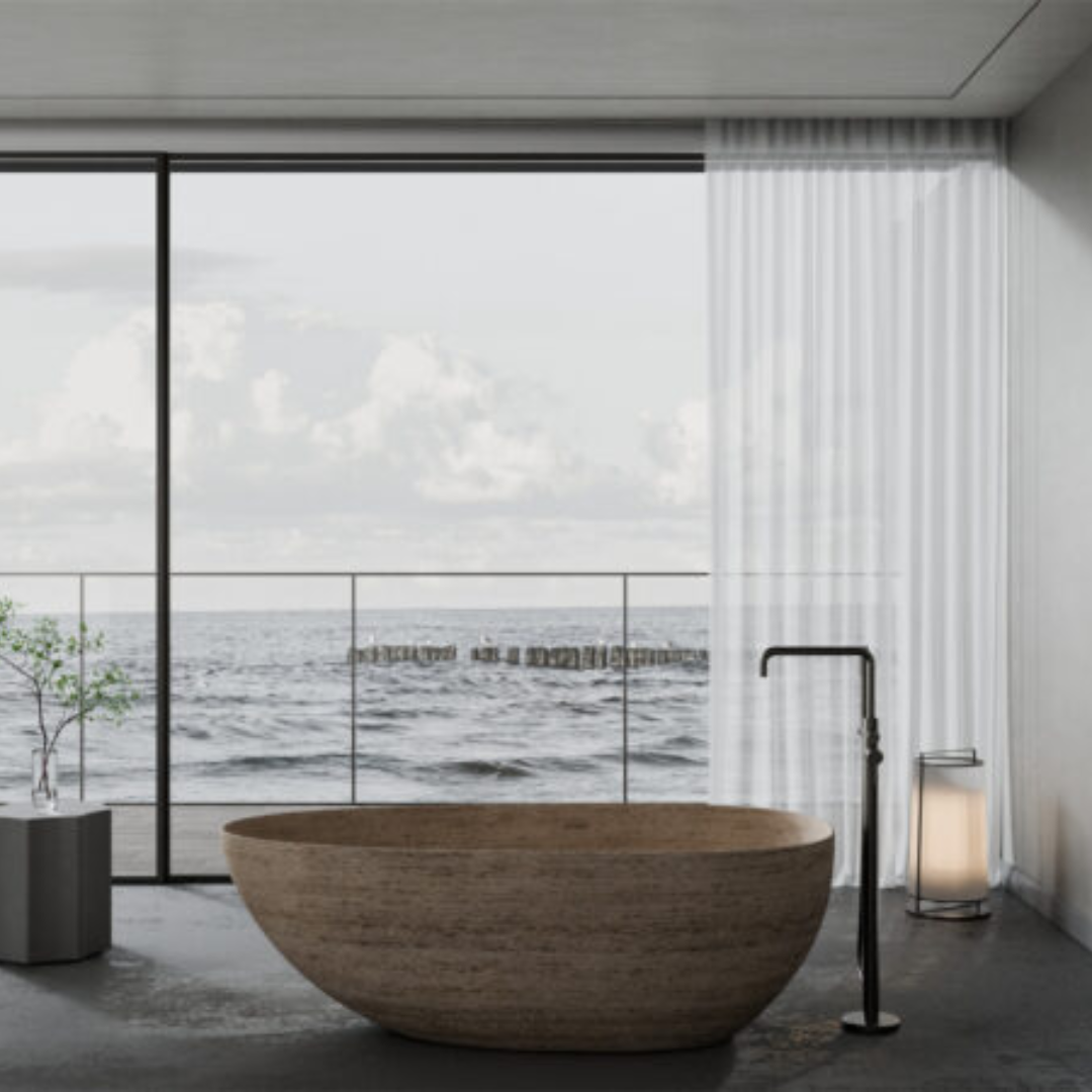 Robinet de baignoire indépendant Capri - Douche à main - Bronze brossé