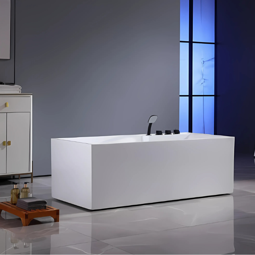 Baignoire de massage indépendante – Santorin – Blanc brillant – 170x80x58 cm