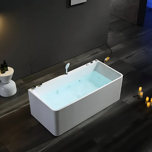 Baignoire de massage indépendante – Lorenzo – Blanc brillant – 170x80x58 cm
