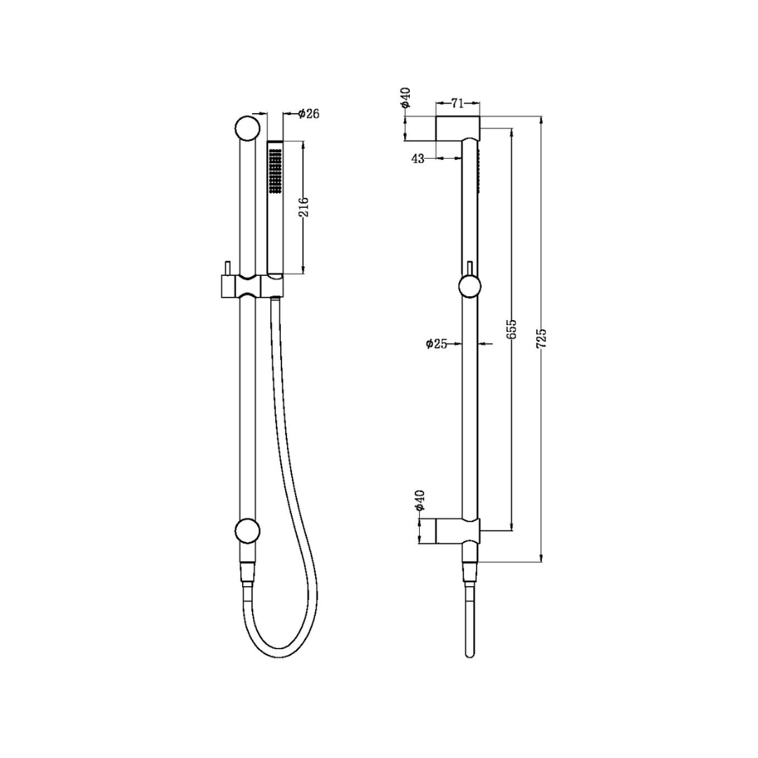 Douche à main avec barre coulissante Capri - Graphite