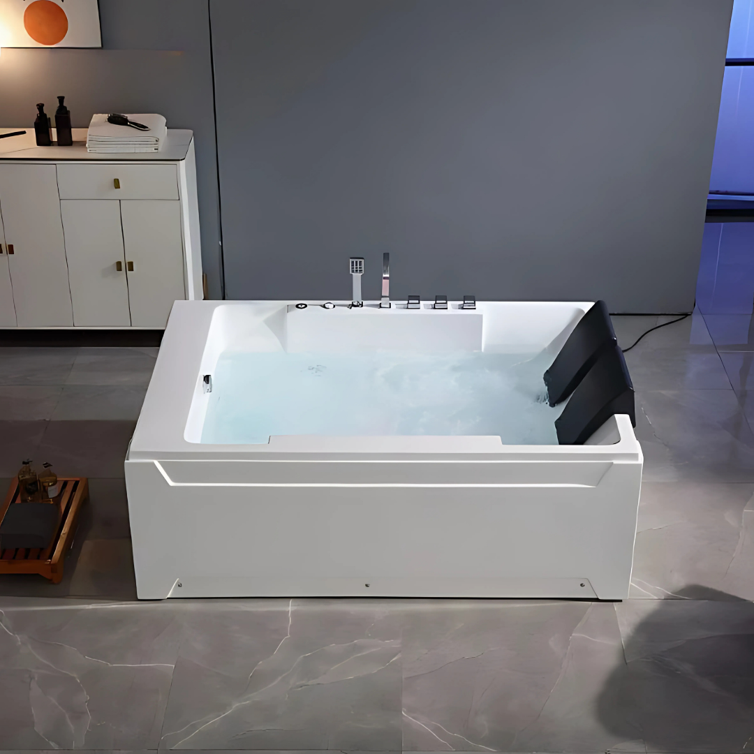 Baignoire de massage indépendante – Valenza – Blanc brillant – 182x122x67 cm