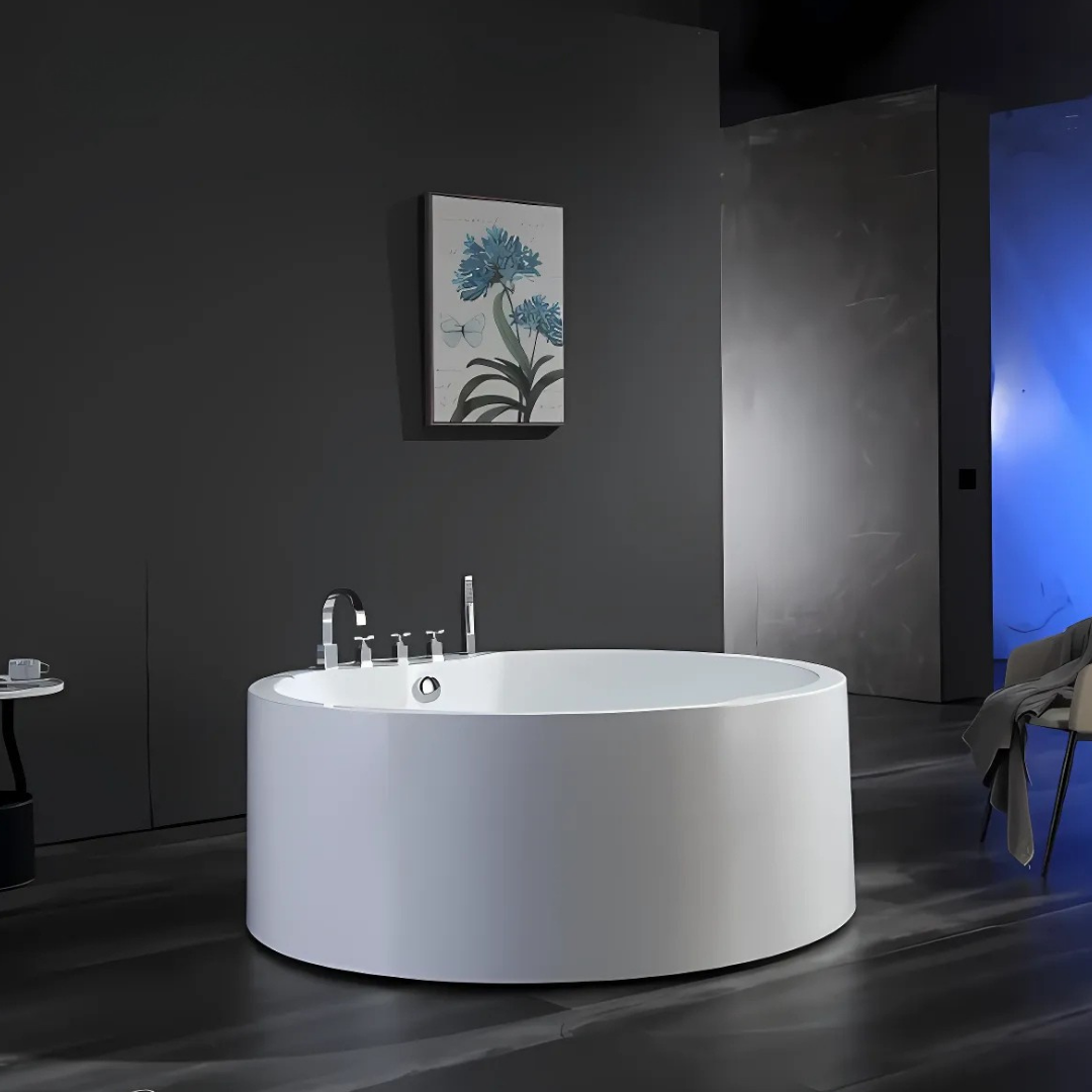 Baignoire de massage ronde indépendante – Amalfi – Blanc brillant – 154x154x58 cm