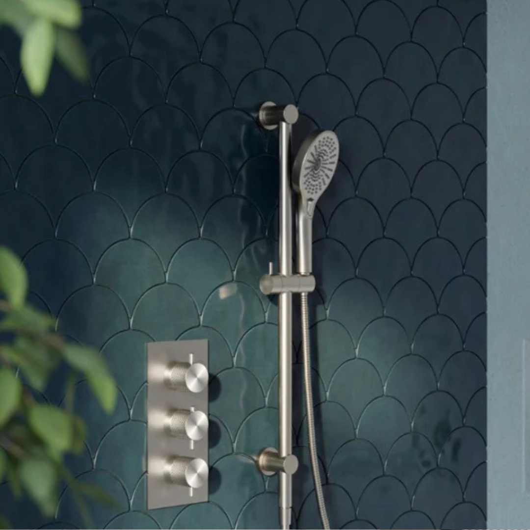 Ensemble de douche à effet pluie encastré thermostatique Valencia - Douche à air II - Nickel brossé
