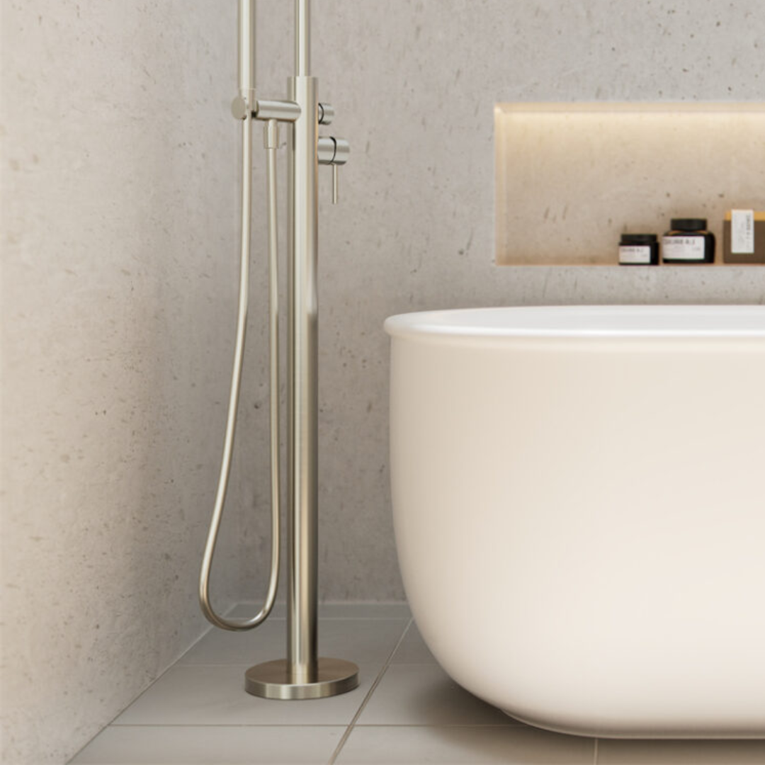 Robinet de baignoire indépendant Capri - Douche à main - Nickel brossé