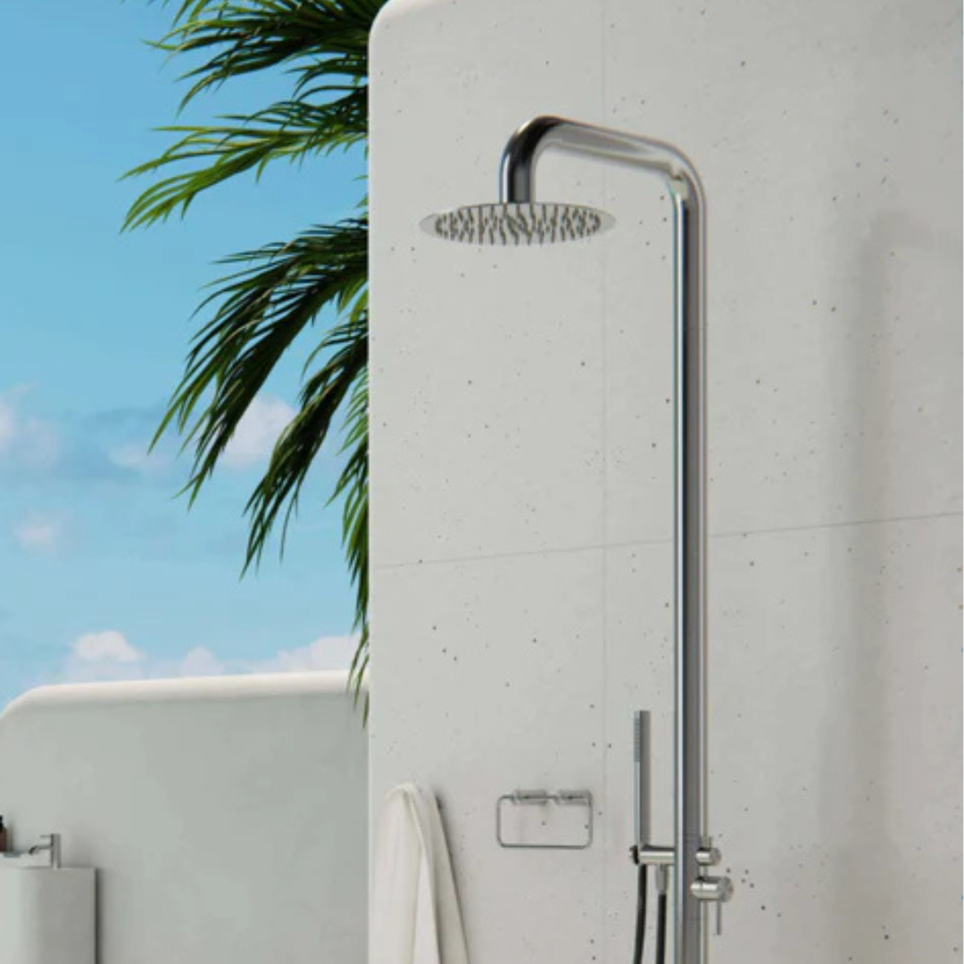 Buitendoucheset Capri – Indépendant – Douche pluie & Douche à main - Nickel brossé