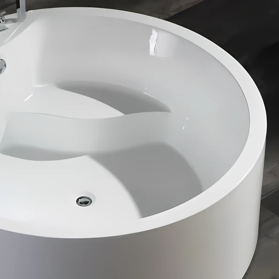 Baignoire de massage ronde indépendante – Amalfi – Blanc brillant – 154x154x58 cm