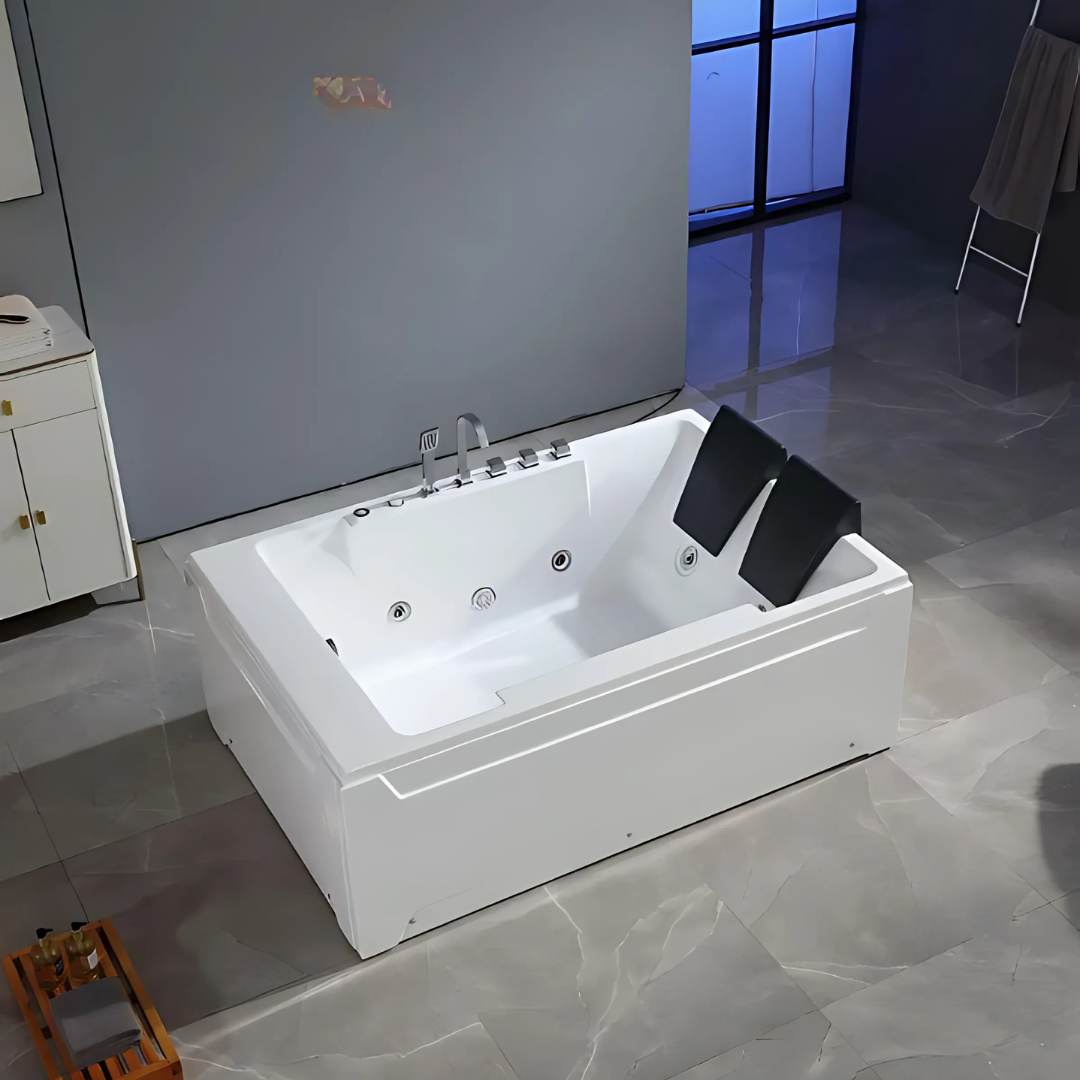 Baignoire de massage indépendante – Valenza – Blanc brillant – 182x122x67 cm