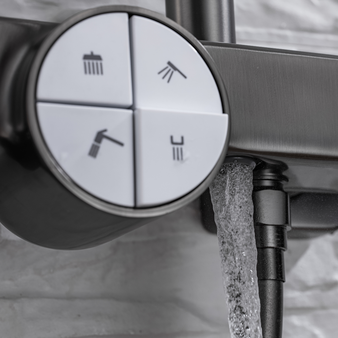 Ensemble de douche à effet pluie thermostatique - Angelo - Gris gunmetal
