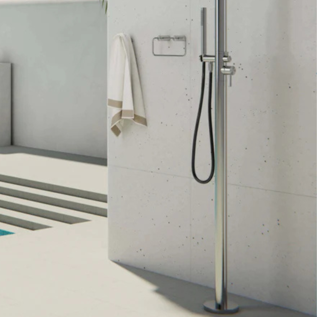 Buitendoucheset Capri – Indépendant – Douche pluie & Douche à main - Nickel brossé