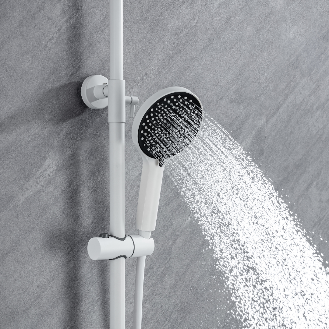 Ensemble de douche à effet pluie avec thermostat – Violetta – Affichage numérique – Blanc