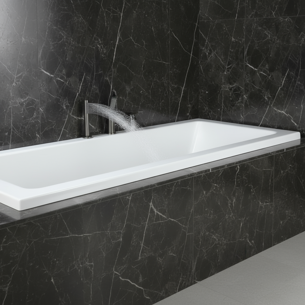 Robinet de baignoire indépendant Lisandro – Sortie d'eau en cascade – Nickel brossé