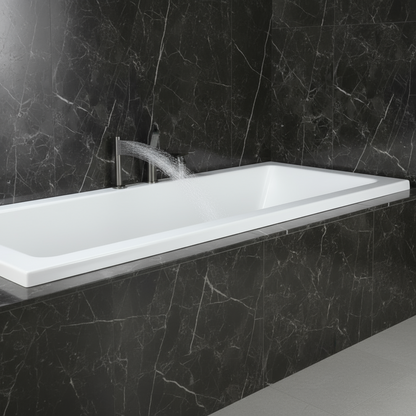 Robinet de baignoire indépendant Lisandro – Sortie d'eau en cascade – Nickel brossé