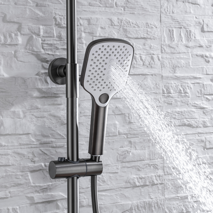 Ensemble de douche à effet pluie thermostatique - Angelo - Gris gunmetal
