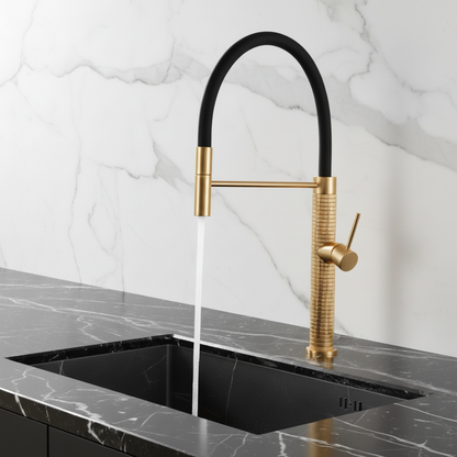 Robinet de cuisine semi-professionnel Angelica – Bec rétractable – Gris gunmetal