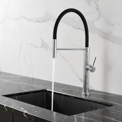 Robinet de cuisine semi-professionnel Angelica – Bec rétractable – Gris gunmetal