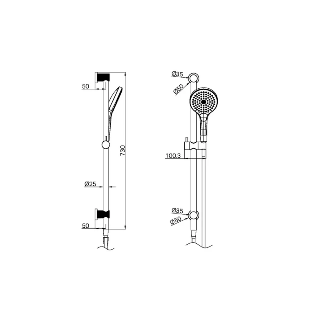 Ensemble de douche à effet pluie encastré thermostatique Valencia - Douche à air II - Graphite