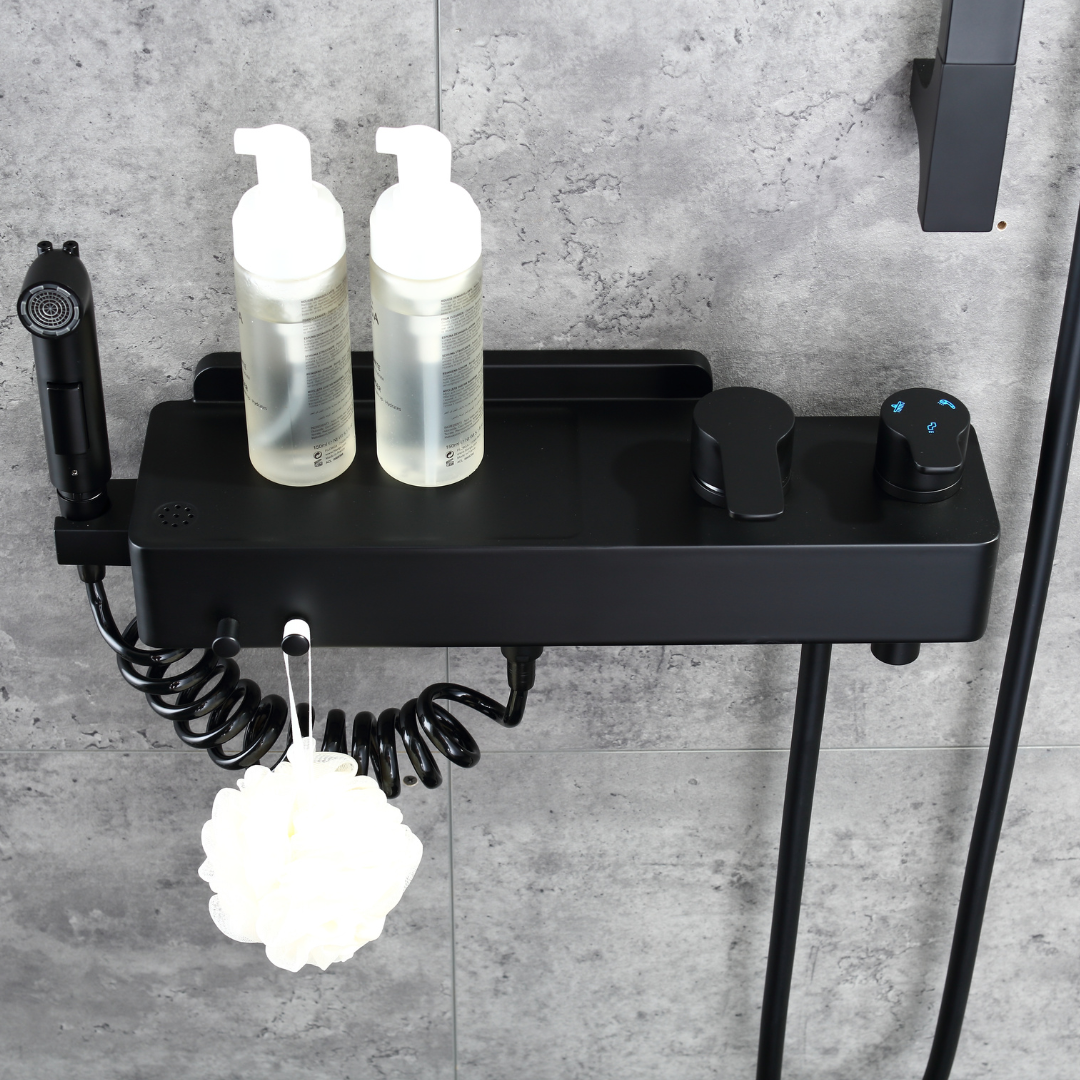 Ensemble de douche à effet pluie encastré - Bruno - Noir