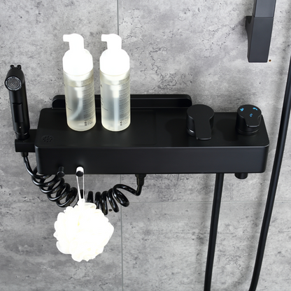 Ensemble de douche à effet pluie encastré - Bruno - Noir