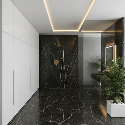 Ensemble de douche encastrée Vincent – Douchette à main – Or brossé