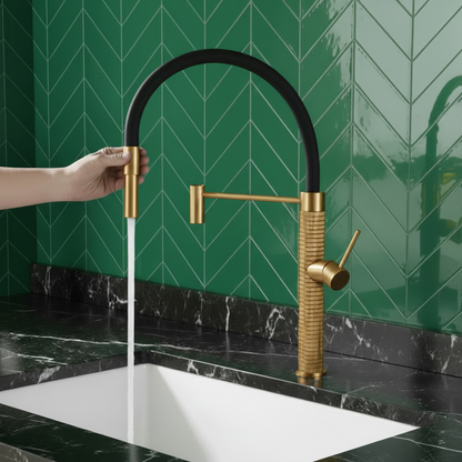 Robinet de cuisine semi-professionnel Angelica – Bec rétractable – Gris gunmetal