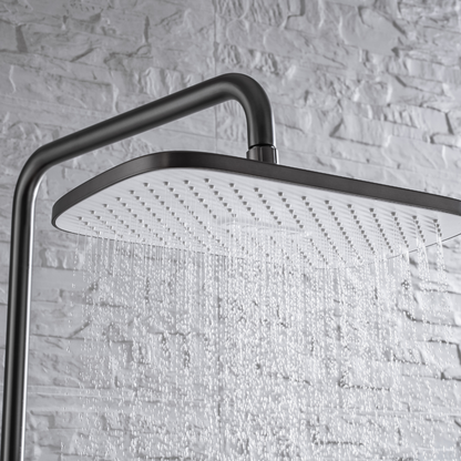 Ensemble de douche à effet pluie thermostatique - Angelo - Gris gunmetal