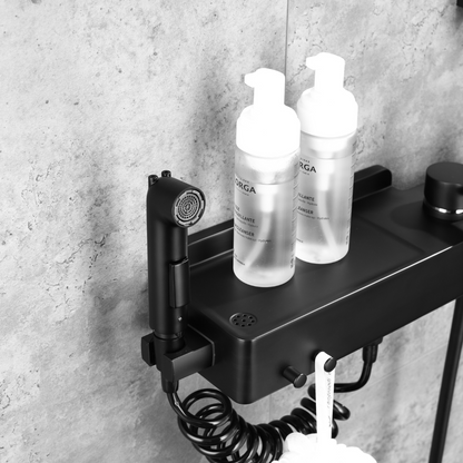 Ensemble de douche à effet pluie encastré - Bruno - Noir