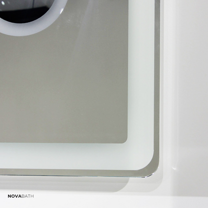 Miroir de salle de bain LED sur mesure Lori – Bluetooth & haut-parleurs – Horloge numérique – Miroir de grossissement – Chauffage anti-condensation