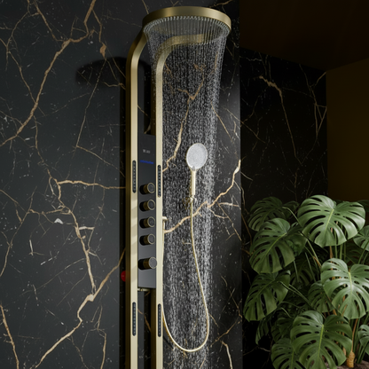 Panneau de douche thermostatique Marcelo – Affichage numérique - Or brossé