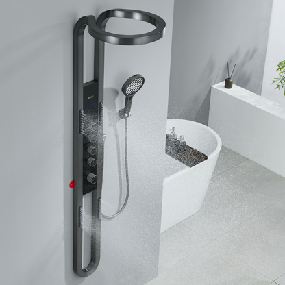 Panneau de douche thermostatique Marcelo – Affichage numérique - Gris gunmetal